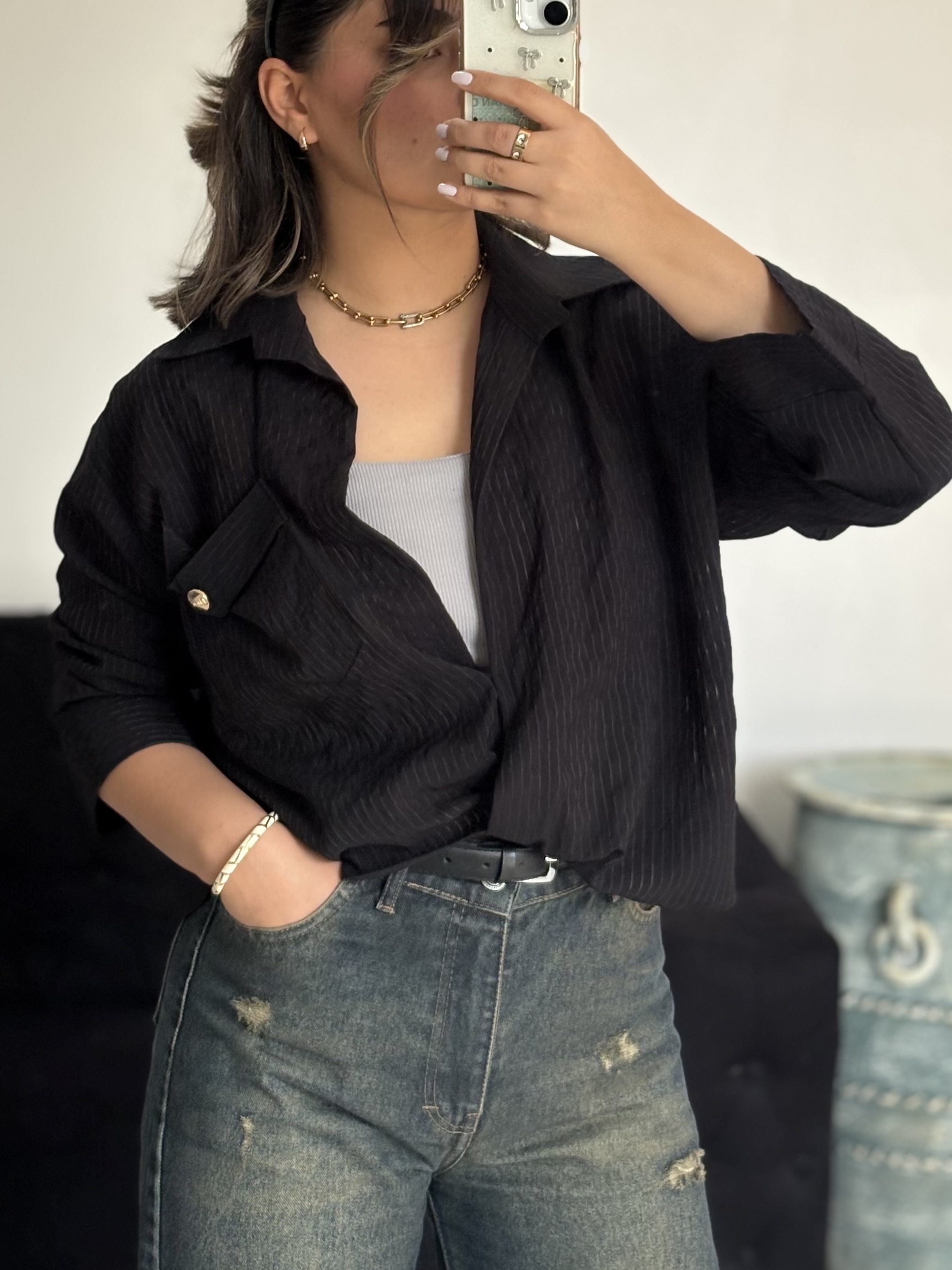 شومیز جلو پیچ lily(مشکی)